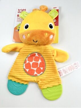 NWT Bright Starts Giraffe Lovey Teether Plush Security Blanket Baby Sensory Toy